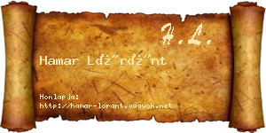 Hamar Lóránt névjegykártya